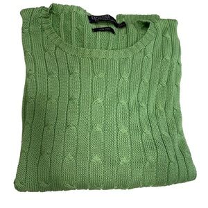 Polo Ralph Lauren Men’s Cable Knit Sweater Crew Neck Green Sz XL